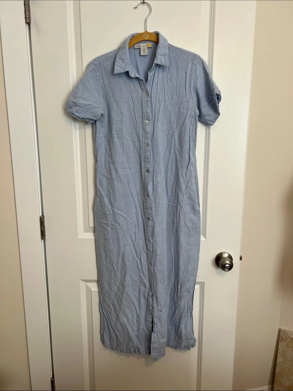 c&c california linen dress C c 10/12 Fit Fitted. C&C California Blue Linen Maxi